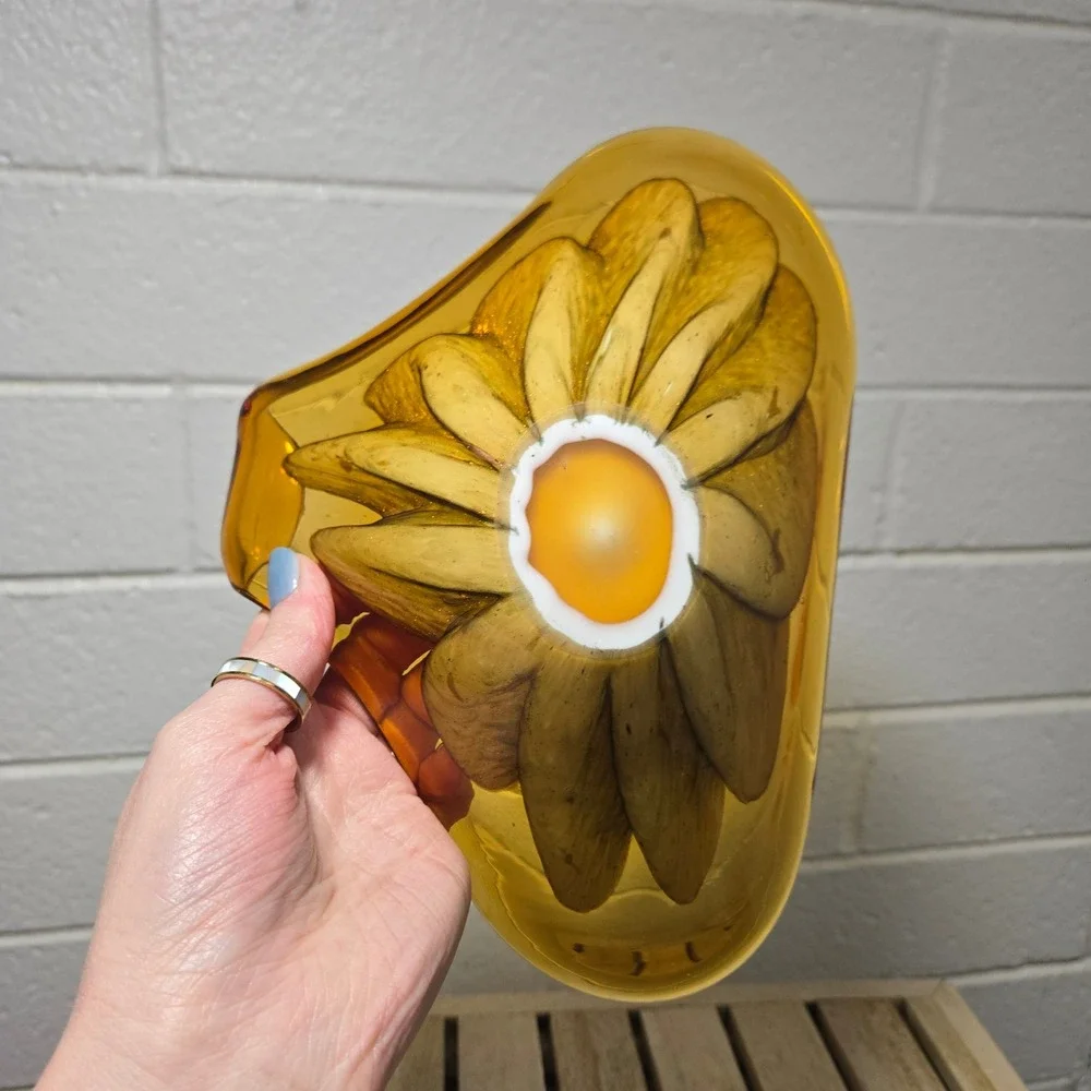 Vtg Fratelli Toso Murano Glass‎ Bowl Ashtray Candy Dish Flower Swirl MCM Decor